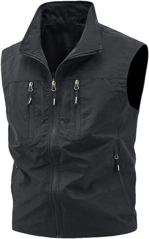 Niiyyjj Men's Outdoor Fishing Vest Large Size Sleeveless Waistcoat With Zipper Casual Sports Jacket Multi-Pocket in Saudi Arabia