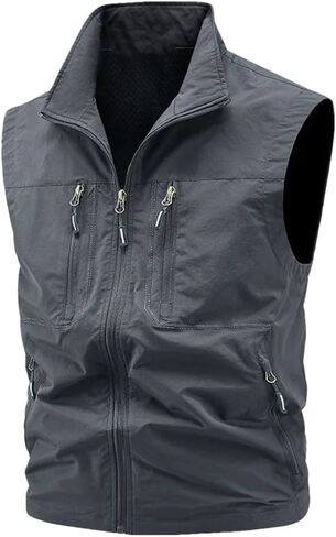 Niiyyjj Men's Outdoor Fishing Vest Large Size Sleeveless Waistcoat With Zipper Casual Sports Jacket Multi-Pocket in Saudi Arabia
