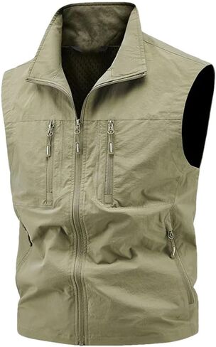 Niiyyjj Men's Outdoor Fishing Vest Large Size Sleeveless Waistcoat With Zipper Casual Sports Jacket Multi-Pocket in Saudi Arabia