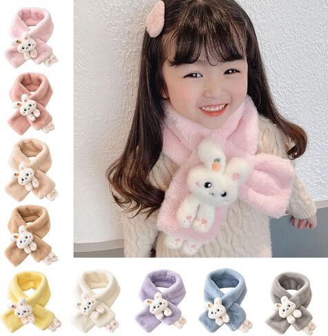 Girls Winter Warm Thicken Scarfs Cartoon Faux Plush Cross Collar Scarf Shawl Lovely Warm Soft Scarf Winter in Kuwait