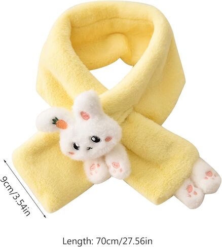 Girls Winter Warm Thicken Scarfs Cartoon Faux Plush Cross Collar Scarf Shawl Lovely Warm Soft Scarf Winter in Kuwait