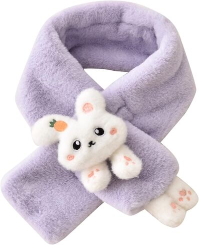 Girls Winter Warm Thicken Scarfs Cartoon Faux Plush Cross Collar Scarf Shawl Lovely Warm Soft Scarf Winter in Kuwait