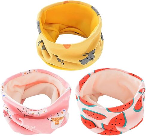 3PCS Baby Cotton Neck Warmer - Soft Cartoon-Themed Kids Scarf for Outdoor Comfort and Festive Winter Warmth in Saudi Arabia