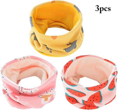 3PCS Baby Cotton Neck Warmer - Soft Cartoon-Themed Kids Scarf for Outdoor Comfort and Festive Winter Warmth in Saudi Arabia
