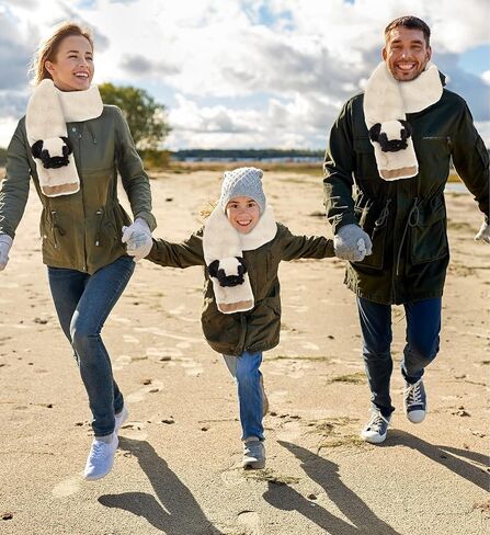 DolliBu Pug Dog Plush Scarf - Super Soft Warm Fluffy Kids Scarf Accessory, Fashionable Plush Party Winter Outfit, Stuffed Animal Scarf Costume, Cozy Outdoor Winter Scarf for Kids and Adults - 34" Inch in Saudi Arabia