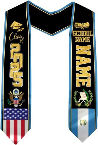 Guatemala Graduation Stole, Custom Guatemala American Flag Graduation Sash, Guatemala Flag Graduation Stole in Saudi Arabia