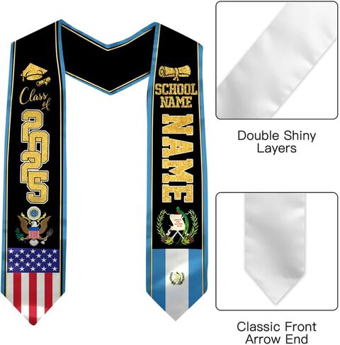 Guatemala Graduation Stole, Custom Guatemala American Flag Graduation Sash, Guatemala Flag Graduation Stole in Saudi Arabia