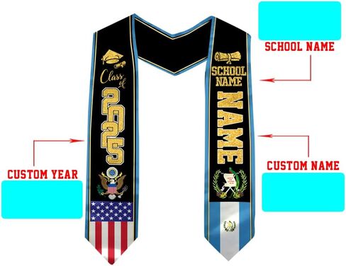Guatemala Graduation Stole, Custom Guatemala American Flag Graduation Sash, Guatemala Flag Graduation Stole in Saudi Arabia