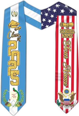 Guatemala Graduation Stole, Custom Guatemala American Flag Graduation Sash, Guatemala Flag Graduation Stole in Saudi Arabia
