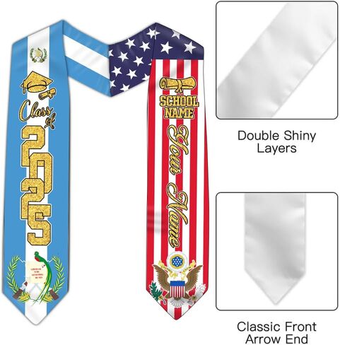 Guatemala Graduation Stole, Custom Guatemala American Flag Graduation Sash, Guatemala Flag Graduation Stole in Saudi Arabia