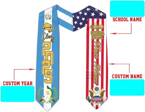 Guatemala Graduation Stole, Custom Guatemala American Flag Graduation Sash, Guatemala Flag Graduation Stole in Saudi Arabia
