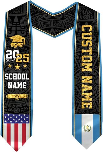 Guatemala Graduation Stole, Custom Guatemala American Flag Graduation Sash, Guatemala Flag Graduation Stole in Saudi Arabia