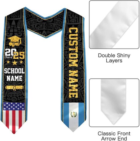 Guatemala Graduation Stole, Custom Guatemala American Flag Graduation Sash, Guatemala Flag Graduation Stole in Saudi Arabia