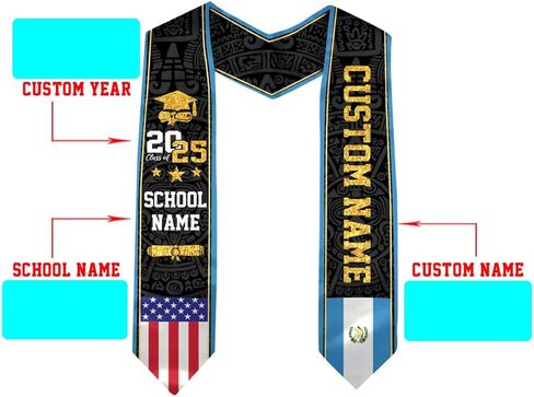 Guatemala Graduation Stole, Custom Guatemala American Flag Graduation Sash, Guatemala Flag Graduation Stole in Saudi Arabia