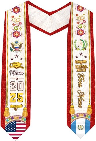 Guatemala Graduation Stole, Custom Guatemala American Flag Graduation Sash, Guatemala Flag Graduation Stole in Saudi Arabia