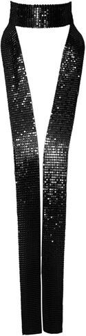 Metal Sequin Ties for Women Long Skinny Scarves, Sparkly Glitter Scarf Necktie Belt for Party Prom Wedding Daily in Saudi Arabia