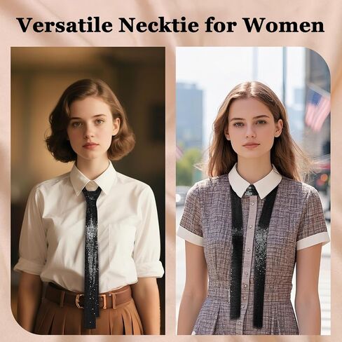 Metal Sequin Ties for Women Long Skinny Scarves, Sparkly Glitter Scarf Necktie Belt for Party Prom Wedding Daily in Saudi Arabia