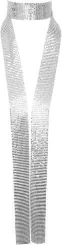 Metal Sequin Ties for Women Long Skinny Scarves, Sparkly Glitter Scarf Necktie Belt for Party Prom Wedding Daily in Saudi Arabia