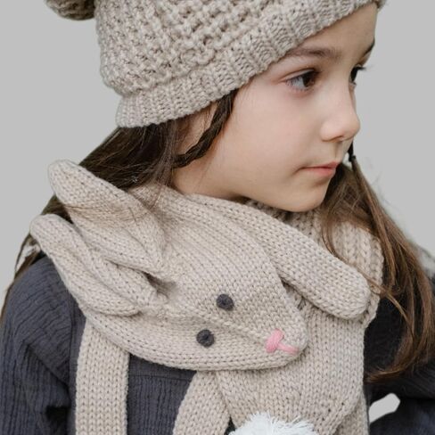 Kids Animal Character Double-Layer Knitted Scarf - Fun Critter Design for Children All Ages in Kuwait