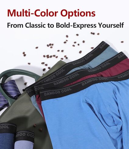BAMBOO COOL Men's Underwear Boxer Briefs Ultra Breathable Stretch No Riding Up with Fly Multipack in Saudi Arabia