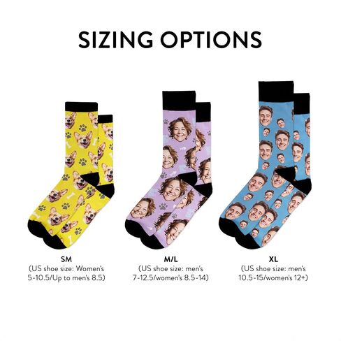 Sockologie Custom Novelty Face Socks: Funny, Personalized Gifts for Men, Women, Dog, and Cat Lovers - US Customized & Shipped in Saudi Arabia