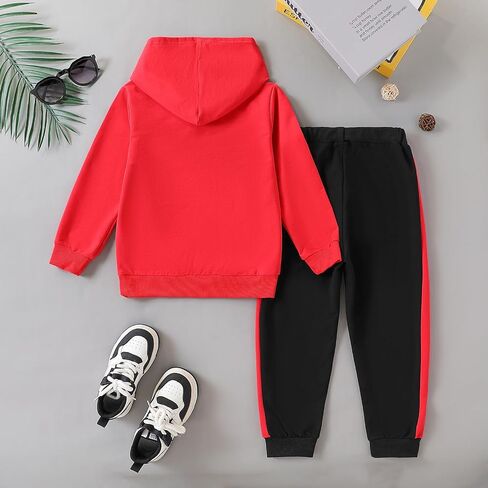 Toddler Boy Clothes Long Sleeve Hoodie Sweatsuits Tops and Pants Boys Fall Winter Color Block Outfits Set 5-12 Years in Saudi Arabia