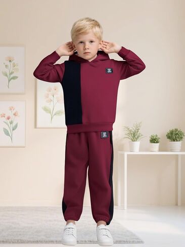 Toddler Boy Clothes Long Sleeve Hoodie Sweatsuits Tops and Pants Boys Fall Winter Color Block Outfits Set 5-12 Years in Saudi Arabia