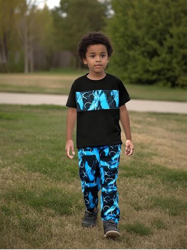 طفل طفل طفل ملابس هندسية ممنوعة ألوان الحظر أعلى الصيف سراويل طويلة 2pc مجموعة الصيف الزي in Kuwait