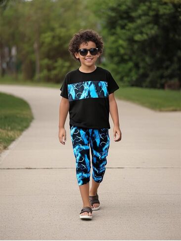 طفل طفل طفل ملابس هندسية ممنوعة ألوان الحظر أعلى الصيف سراويل طويلة 2pc مجموعة الصيف الزي in Kuwait