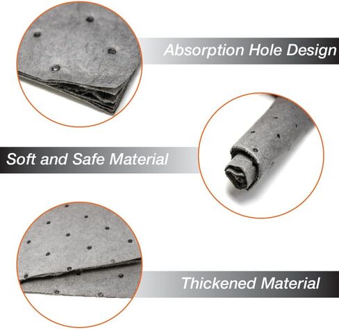 LAUCO Heavyweight Universal Oil Absorbing Pads (Grey) 10 inch x13 inch - Pack of 100 Sheets - Automotive Absorbent Pads for Oils, Water, and Solvents (100 Sheets (1 Box)) in Kuwait