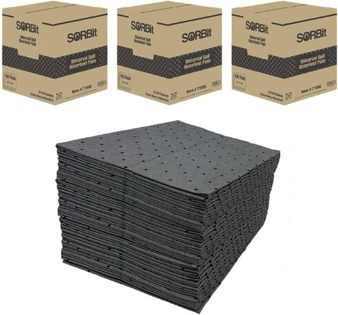 LAUCO Heavyweight Universal Oil Absorbing Pads (Grey) 10 inch x13 inch - Pack of 100 Sheets - Automotive Absorbent Pads for Oils, Water, and Solvents (100 Sheets (1 Box)) in Saudi Arabia