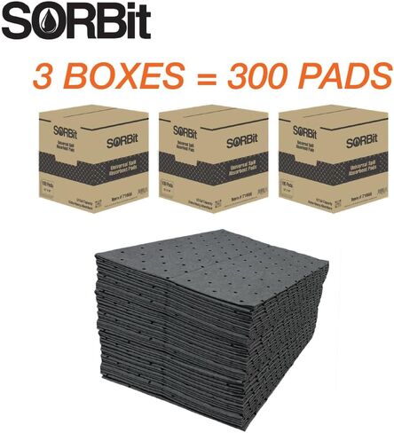 LAUCO Heavyweight Universal Oil Absorbing Pads (Grey) 10 inch x13 inch - Pack of 100 Sheets - Automotive Absorbent Pads for Oils, Water, and Solvents (100 Sheets (1 Box)) in Saudi Arabia