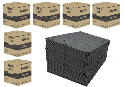 LAUCO Heavyweight Universal Oil Absorbing Pads (Grey) 10 inch x13 inch - Pack of 100 Sheets - Automotive Absorbent Pads for Oils, Water, and Solvents (100 Sheets (1 Box)) in Saudi Arabia