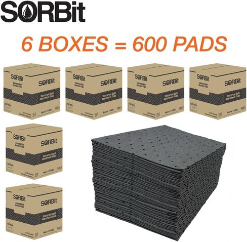 LAUCO Heavyweight Universal Oil Absorbing Pads (Grey) 10 inch x13 inch - Pack of 100 Sheets - Automotive Absorbent Pads for Oils, Water, and Solvents (100 Sheets (1 Box)) in Saudi Arabia