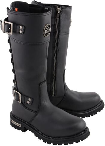Milwaukee Leather Women's Tall Knee-High Premium Leather Motorcycle Riding Biker Boots Collection MBL - 10.5 in Saudi Arabia