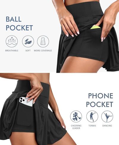 تنورة تنس مطوية من JoyGirl للنساء مع شورت رياضي لممارسة رياضة الجولف والجري والتنانير الرياضية مع جيوب in Kuwait