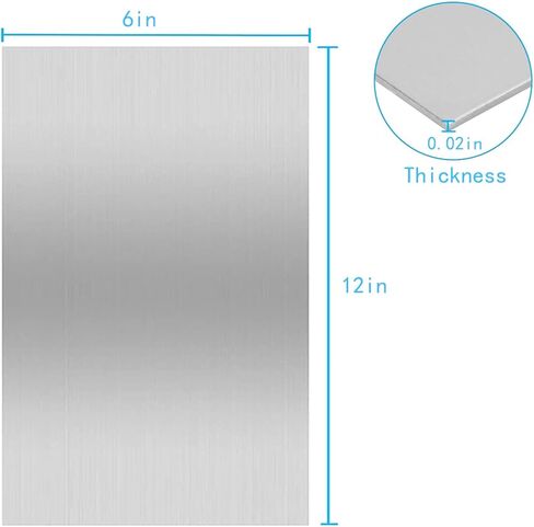 قطعتان من 430 لوحة معدنية من الفولاذ المقاوم للصدأ، مقاس 15.24 سم × 30.48 سم × 1/64 بوصة (0.02 بوصة)، مناسبة لجدران ألواح التثبيت المغناطيسية، ومناسبة للألواح المعدنية في العمليات والمطابخ والمكاتب in Kuwait