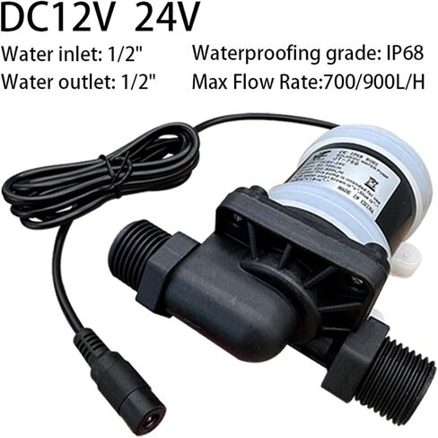 IP68 DC 12V 24V Stainless Steel Shaft Brushless 1/2" Water Pump Circulation Fountain Pressurization(DC 12V 14W,EU_PUMP AND ADAPTER) in Saudi Arabia