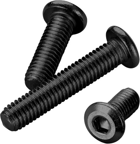 Cetaforten1/4-20 * 5/8" مسامير ألين ذات غطاء غاطس أسود، براغي توصيل برأس مستديرة مسطحة للأثاث، 304 من الفولاذ المقاوم للصدأ، خيط كامل، 25 قطعة، أسود in Kuwait