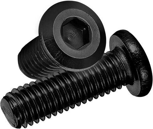 Cetaforten1/4-20 * 5/8" مسامير ألين ذات غطاء غاطس أسود، براغي توصيل برأس مستديرة مسطحة للأثاث، 304 من الفولاذ المقاوم للصدأ، خيط كامل، 25 قطعة، أسود in Kuwait