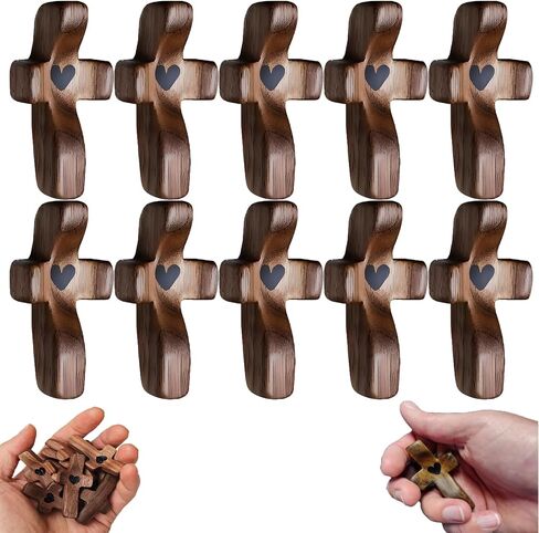 Wooden Cross Fidget,Cross My Heart,Small Wooden Crosses for Pocket Prayers,Prayer Cross for Hand,Pocket Cross Christian Gifts for Women and Fidget Toys for Adults (6PCS) in Kuwait