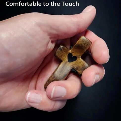 Wooden Cross Fidget,Cross My Heart,Small Wooden Crosses for Pocket Prayers,Prayer Cross for Hand,Pocket Cross Christian Gifts for Women and Fidget Toys for Adults (6PCS) in Kuwait
