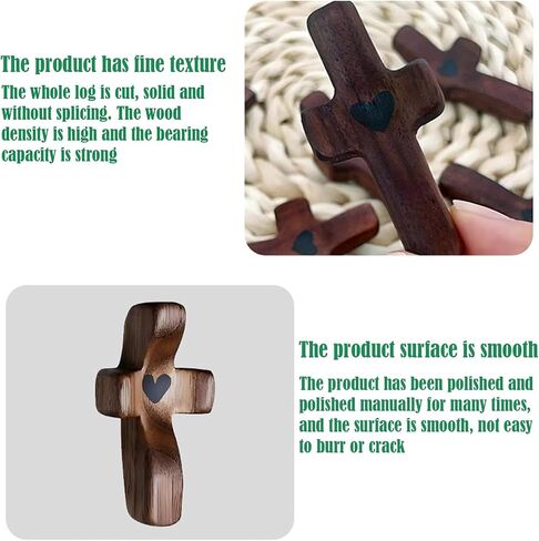 Wooden Cross Fidget,Cross My Heart,Small Wooden Crosses for Pocket Prayers,Prayer Cross for Hand,Pocket Cross Christian Gifts for Women and Fidget Toys for Adults (6PCS) in Kuwait