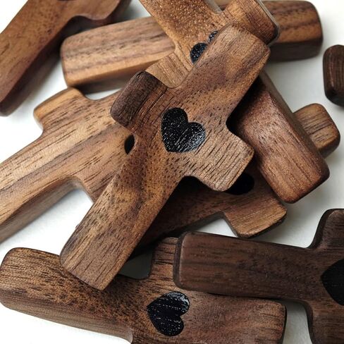 Wooden Cross Fidget,Cross My Heart,Small Wooden Crosses for Pocket Prayers,Prayer Cross for Hand,Pocket Cross Christian Gifts for Women and Fidget Toys for Adults (6PCS) in Kuwait