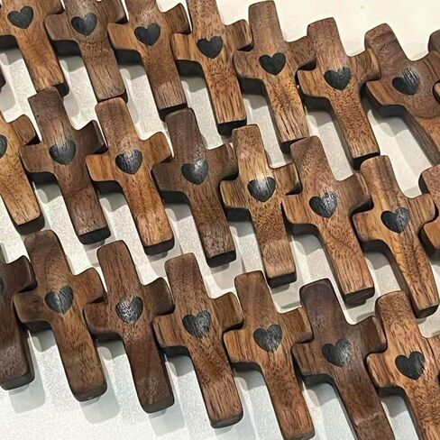 Wooden Cross Fidget,Cross My Heart,Small Wooden Crosses for Pocket Prayers,Prayer Cross for Hand,Pocket Cross Christian Gifts for Women and Fidget Toys for Adults (6PCS) in Kuwait