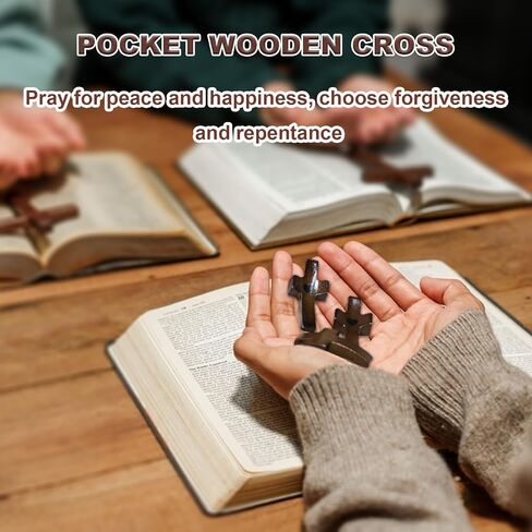 ETUIH Cross My Heart,Wooden Cross Fidget,Cross Fidget Wood,Encouragement Gift Cross Fidget Wooden, Pocket Small Size Handheld Prayer Cross,Stress Relief (5pcs) in Saudi Arabia