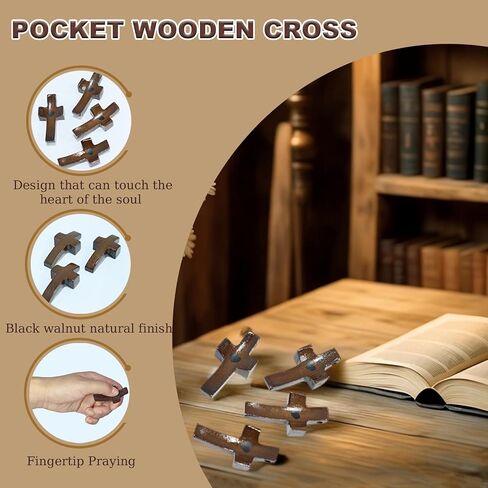 ETUIH Cross My Heart,Wooden Cross Fidget,Cross Fidget Wood,Encouragement Gift Cross Fidget Wooden, Pocket Small Size Handheld Prayer Cross,Stress Relief (5pcs) in Saudi Arabia