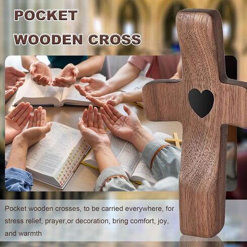 ETUIH Cross My Heart,Wooden Cross Fidget,Cross Fidget Wood,Encouragement Gift Cross Fidget Wooden, Pocket Small Size Handheld Prayer Cross,Stress Relief (5pcs) in Saudi Arabia
