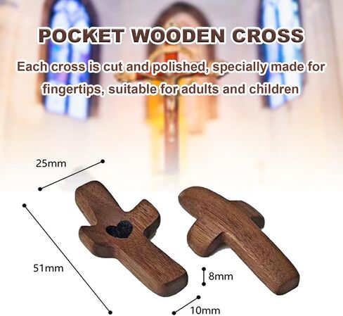 ETUIH Cross My Heart,Wooden Cross Fidget,Cross Fidget Wood,Encouragement Gift Cross Fidget Wooden, Pocket Small Size Handheld Prayer Cross,Stress Relief (5pcs) in Saudi Arabia
