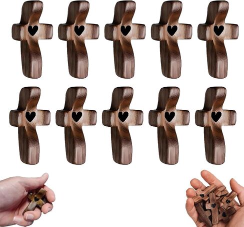 ETUIH Cross My Heart,Wooden Cross Fidget,Cross Fidget Wood,Encouragement Gift Cross Fidget Wooden, Pocket Small Size Handheld Prayer Cross,Stress Relief (5pcs) in Saudi Arabia
